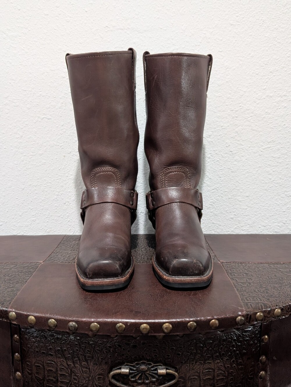 Frye Harness 12R Chocolate Brown Leather Boots Women's Size 6.5 M - Made in USA - Picture 14 of 15